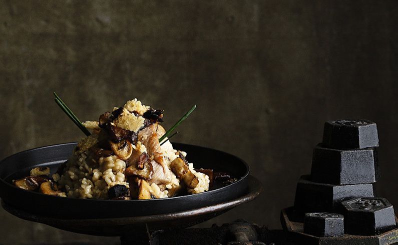 Black garlic, iberico pork and parmesan risotto