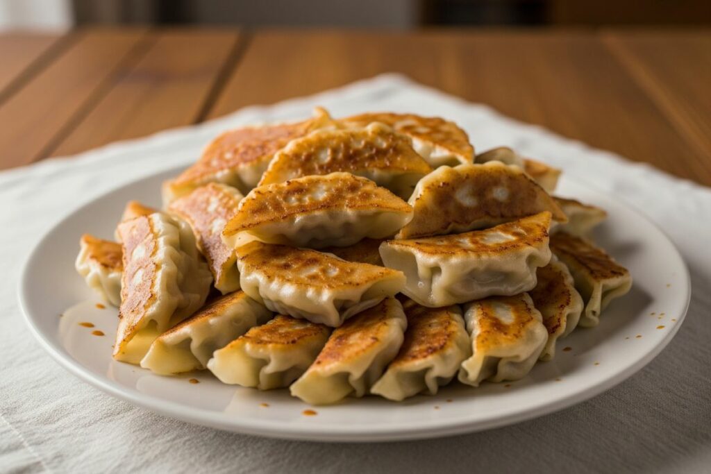 Receta para hacer gyozas rellenas de verduras y cebolla negra