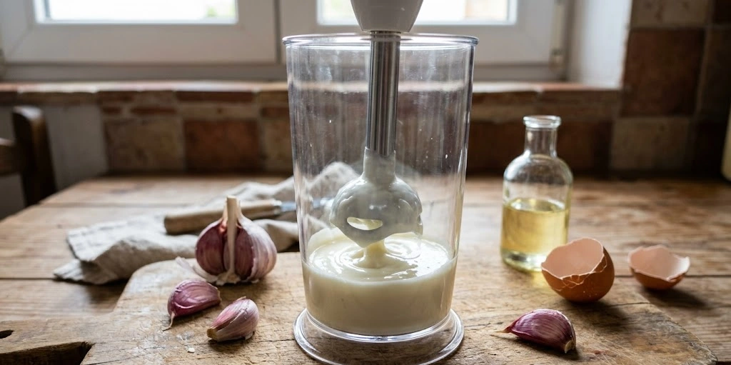 Receta casera de ajoaceite con la batidora en 2 minutos