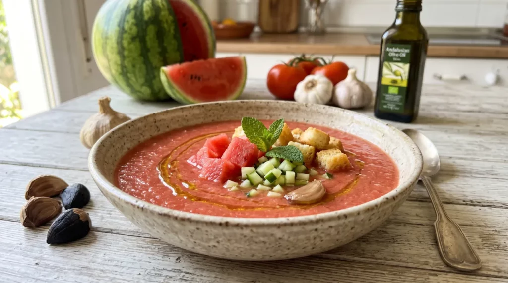 Receta de Gazpacho de Sandía con Ajo Negro